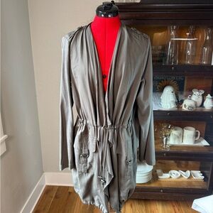 Dalia Women’s 1X Utility Jacket Green Cotton Blend Drawstring Pockets